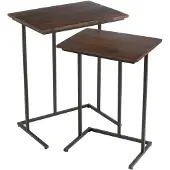 Jline Set of 2 tables rectangle iron/mango wood brown/black