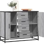 vidaXL Dressoir 92x35x76 cm bewerkt hout grijs sonoma eikenkleurig