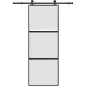 vidaXL Schuifdeur met beslag 76x205 cm gehard glas en aluminium