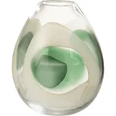 J-Line vaas Livy - glas - groen/wit/transparant - medium - Ø 20.5 cm