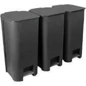 Practic - Set van 3 afvalbakken - 3x40l - pedaalemmer - Grafiet