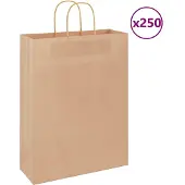 vidaXL Papieren zakken 250 st met hengsels 32x12x42 cm bruin
