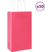 vidaXL Papieren zakken 50 st met hengsels 21x11x36 cm roze