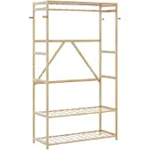 vidaXL Kledingrek met schappen 110x40x175 cm bamboe