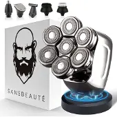 Sansbeauté 6-in-1 Scheerapparaat Mannen – Trimmer - Tondeuse - SkullSharp PRO - Electric Face & Head Shaver - Skull Shaver - Hoofd Kaal Scheren – Nat & Droog - Draadloos Opladen - Elektrisch