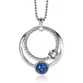 Zinzi zilveren hanger ronde cirkels blauw 32mm ZIH1963 (zonder collier)
