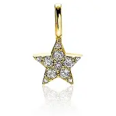 Zinzi zilveren ster hanger in geel verguld 13mm wit ZIH2138Y (zonder collier)