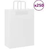 vidaXL Papieren zakken 250 st met hengsels 26x12x35 cm wit