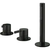 Hotbath Ace AC075 badrandcombinatie met staafhanddouche en 2-weg omstel geborsteld zwart PVD