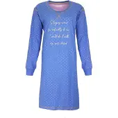 Irresistible Dames Nachthemd - Katoen - Wit Stippen - Blauw - Maat XL