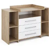 Vicco Oskar Commode – 143 x 100 cm XL met laden Wit/Sonoma
