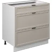 Vicco Fame-Line Keukenonderkast – 80 cm met 3 laden, WB Marmer GrijsBeige