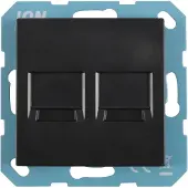 iON V1/j1 inbouw contactdoos zwart tv/cat6 recht