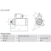Bosch Startmotor 0 986 020 780 Bosch voor o.a. AUDI, SEAT, SKODA, VOLKSWAGEN