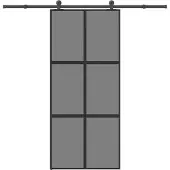 vidaXL Schuifdeur met beslag 90x205 cm gehard glas en aluminium