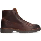 Manfield Bruine leren veterboots | Maat 43