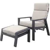 Garden Impressions Max loungestoel + voetenbank - Carbon black/Sand