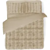 Eleganzzz Dekbedovertrek Bubble Pom Pom Rabbit Fur - sand 240x200/220cm