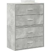 vidaXL Kasten met 4 lades 2 st 60x31x40 cm bewerkt hout betongrijs
