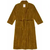 OAS Badjas Santiago Striped Velour Long Robe Geel Unisex-L/XL