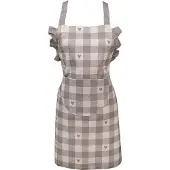 Clayre & Eef Kind Keukenschort 48x56 cm Grijs Beige Katoen Hartjes