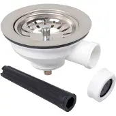 Kirchhoff Kunststof korfventiel, 1 1/2" ET, RVS ventielbeker & zeef Ø114 mm, met 1" overloopaansluiting - 98835340
