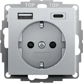 Gira Systeem 55 Dubbele Usb Wandcontactdoos Aluminium - 245926