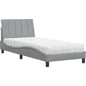 vidaXL Bed met matras "Hanko" stof lichtgrijs 80x200 cm