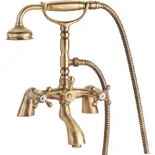 Pb klassieke kraan badrandkraanset met sterknoppen inclusief handdouche Brons 1208855222