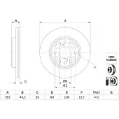 Bosch Remschijf 0 986 479 F37 voorkant, geventileerd, sterk gecarboniseerd, 1 Stuk