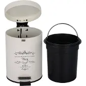 Testrut 126794 Cosmetica-emmer Parijs, vuilnisemmer van metaal als badkameruitrusting, afvalemmer met 3 liter inhoud, pedaalemmer voor de badkamer, ca. Ø 17 x 24,5 cm, oud wit