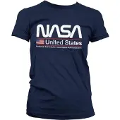 Hybris NASA Dames Tshirt -XL- United States Blauw