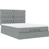 vidaXL Ottoman bed met matras 140x200cm stof lichtgrijs