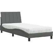 vidaXL Bed met matras "Hanko" stof donkergrijs 90x190 cm