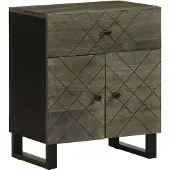 vidaXL Nachtkastje 50x33x60 cm massief mangohout zwart