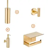 Guido Gusto Toilet accessoires set Mat goud exclusief met zeepdispenser