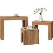 vidaXL 3-delige Tafeltjesset bewerkt hout artisanaal eikenkleurig