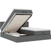 vidaXL Ottoman bed met matrassen 200x200cm stof donkergrijs