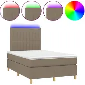 vidaXL Boxspring met matras en LED stof taupe 120x190 cm