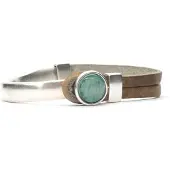Qoss Taupe Armband Gwen Groene Bol - Maat S