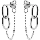 Karma Oorbellen Chain Double Round Square Zilver