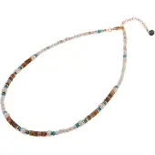Go Dutch Label Ketting met Steentjes Turquoise / Crème