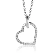 Zinzi 25mm zilveren hanger met luxe hart, bezet met witte zirconia's ZIH2447 (zonder collier)