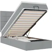 vidaXL Bed met matras 90x200 cm stof lichtgrijs