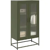 vidaXL Hoge kast 68x39x123 cm staal olijfgroen
