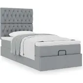 vidaXL Ottoman bed met matras 80x200cm stof lichtgrijs