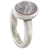 Qoss Ring Door Ovale Grijze Steen - Maat L