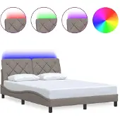 vidaXL Bedframe met LED zonder matras 120x200 cm stof taupe
