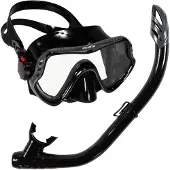 Atlantis Samana Pro Combo - Snorkelset - Snorkel & Duikbril - Versterkt Glas - Dry Top - Luxe Bewaartas - Volwassenen - Zwart/Grijs