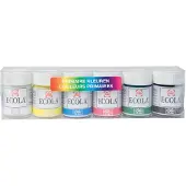Bruynzeel Talens Ecola plakkaatverf potje van 16 ml, etui met 6 potjes in geassorteerde kleuren
